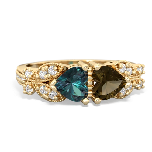 alexandrite-smoky quartz keepsake butterfly ring