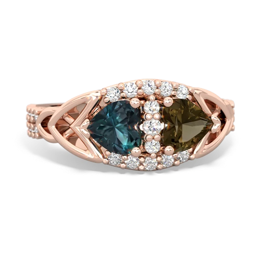 alexandrite-smoky quartz keepsake engagement ring