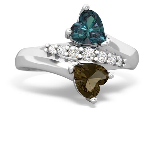 alexandrite-smoky quartz modern ring