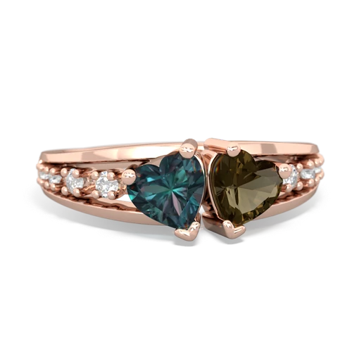 alexandrite-smoky quartz modern ring