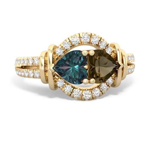 alexandrite-smoky quartz pave keepsake ring