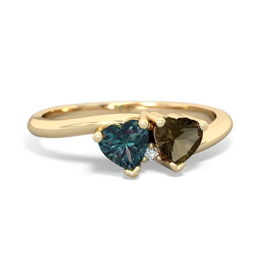 alexandrite-smoky quartz sweethearts promise ring