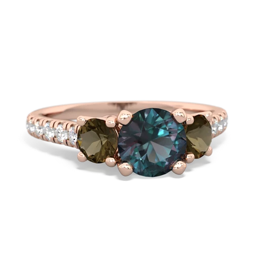 alexandrite-smoky quartz trellis pave ring