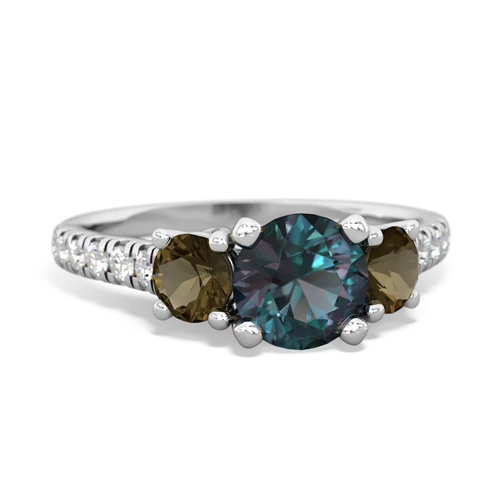 alexandrite-smoky quartz trellis pave ring