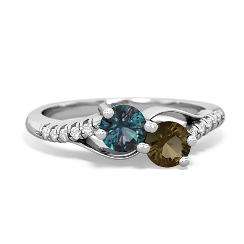 alexandrite-smoky quartz two stone infinity ring