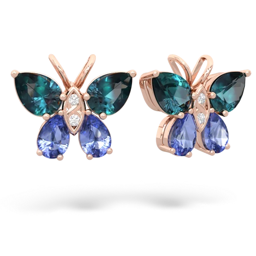 alexandrite-tanzanite butterfly earrings