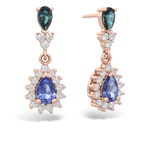 alexandrite-tanzanite dangle earrings