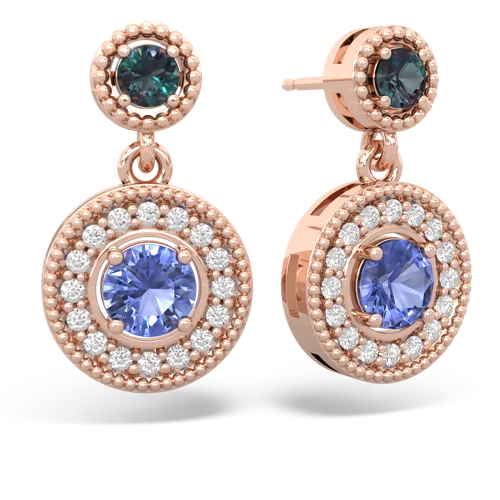 alexandrite-tanzanite halo earrings