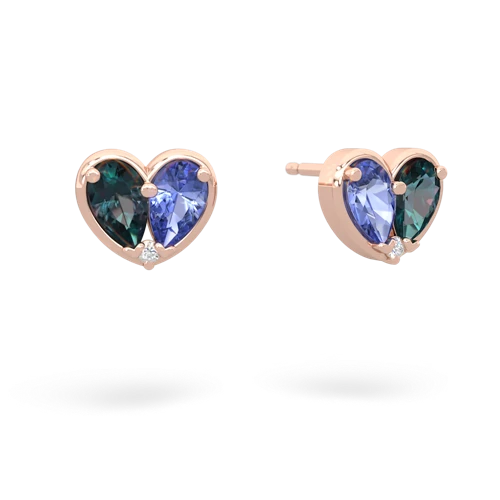 alexandrite-tanzanite one heart earrings