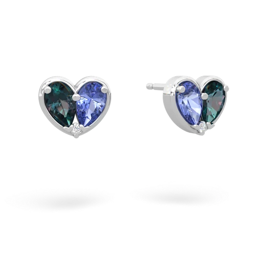 alexandrite-tanzanite one heart earrings