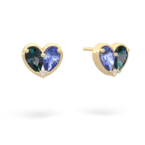 alexandrite-tanzanite one heart earrings