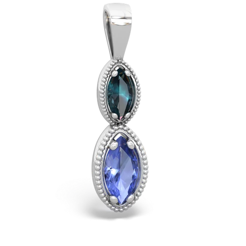 Lab Alexandrite Lab Created Alexandrite with Genuine Tanzanite Antique-style Halo pendant Pendant