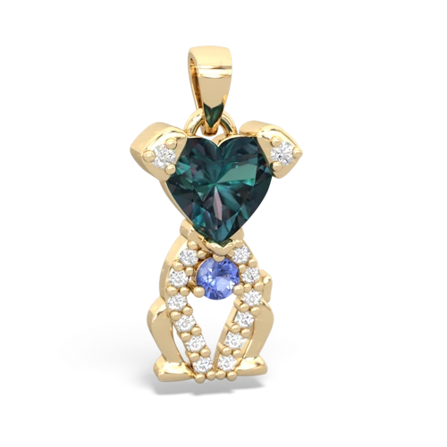 alexandrite-tanzanite birthstone puppy pendant