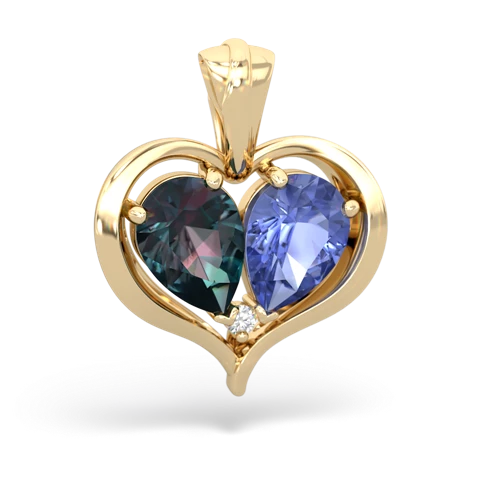 alexandrite-tanzanite half heart whole pendant