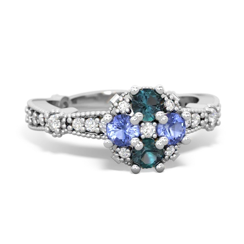 alexandrite-tanzanite art deco engagement ring