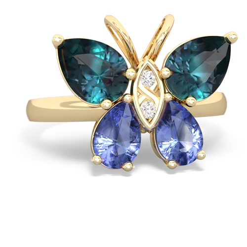 alexandrite-tanzanite butterfly ring