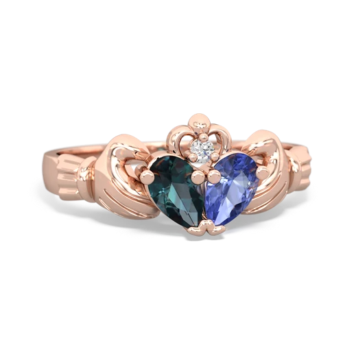 alexandrite-tanzanite claddagh ring