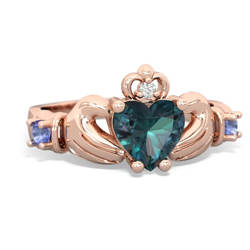Lab Alexandrite Lab Created Alexandrite with Genuine Tanzanite and Genuine London Blue Topaz Claddagh ring Ring