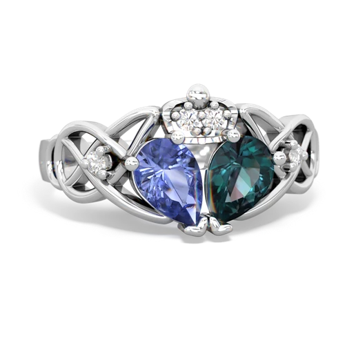 Lab Alexandrite Lab Created Alexandrite with Genuine Tanzanite Two Stone Claddagh ring Ring