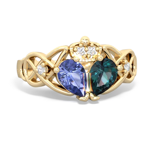 Lab Alexandrite Lab Created Alexandrite with Genuine Tanzanite Two Stone Claddagh ring Ring