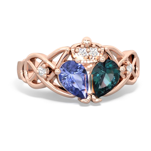 alexandrite-tanzanite claddagh ring