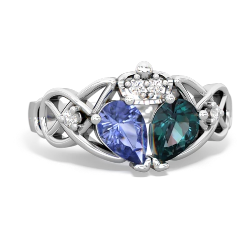 alexandrite-tanzanite claddagh ring