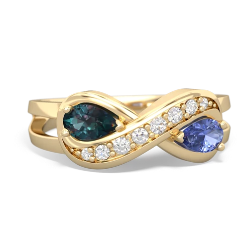Lab Alexandrite Lab Created Alexandrite with Genuine Tanzanite Diamond Infinity ring Ring
