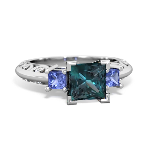 Lab Alexandrite Lab Created Alexandrite with Genuine Tanzanite and Genuine White Topaz Art Deco ring Ring