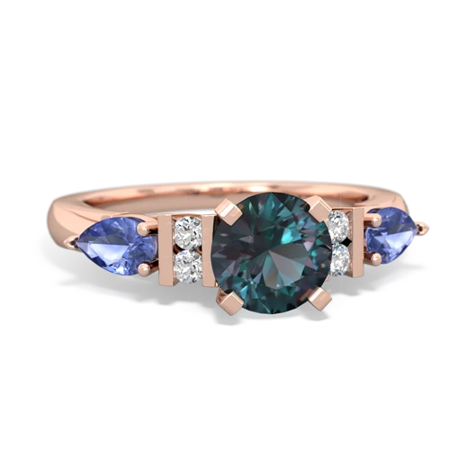 Lab Alexandrite Lab Created Alexandrite with Genuine Tanzanite and  Engagement ring Ring