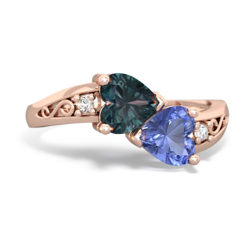 alexandrite-tanzanite filligree ring