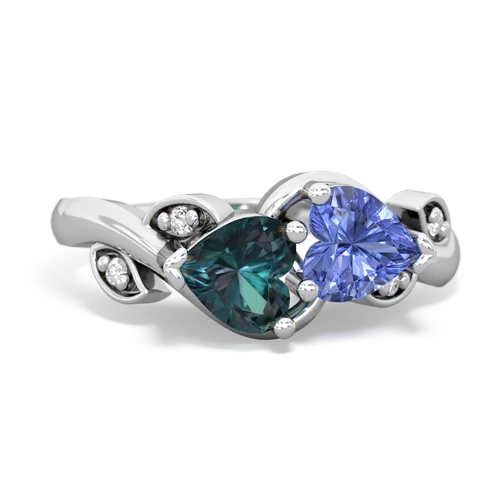 alexandrite-tanzanite floral keepsake ring
