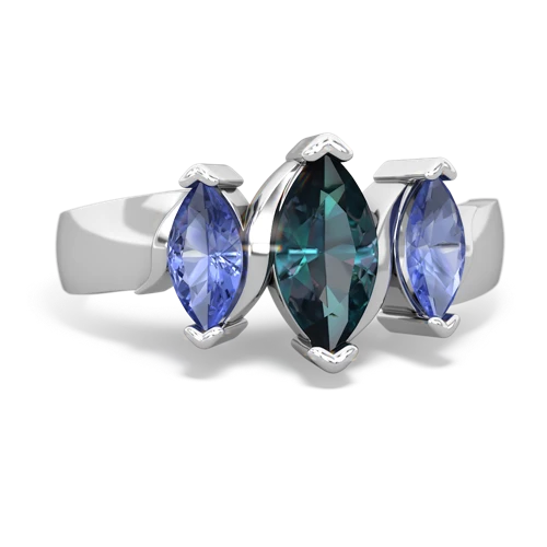 Lab Alexandrite Lab Created Alexandrite with Genuine Tanzanite and Genuine London Blue Topaz Three Peeks ring Ring