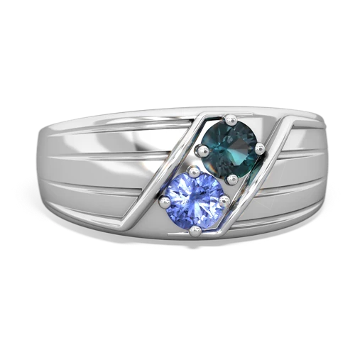 Lab Alexandrite Lab Created Alexandrite with Genuine Tanzanite Art Deco Men's ring Ring