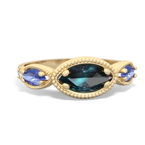 Lab Alexandrite Lab Created Alexandrite with Genuine Tanzanite and Genuine London Blue Topaz Antique Style Keepsake ring Ring