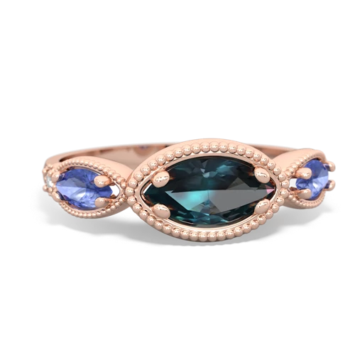 alexandrite-tanzanite milgrain marquise ring