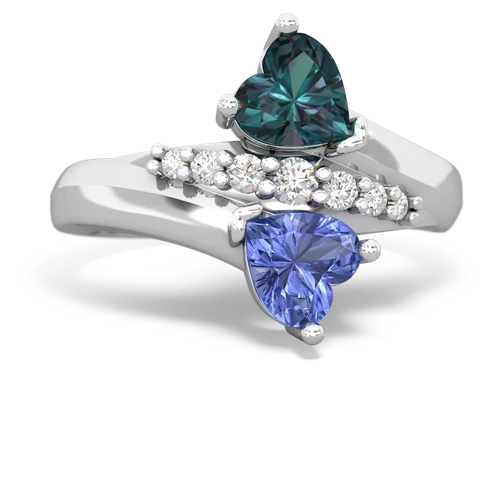 Lab Alexandrite Lab Created Alexandrite with Genuine Tanzanite Heart to Heart Bypass ring Ring