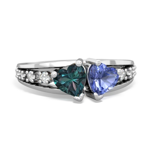 Lab Alexandrite Lab Created Alexandrite with Genuine Tanzanite Heart to Heart ring Ring