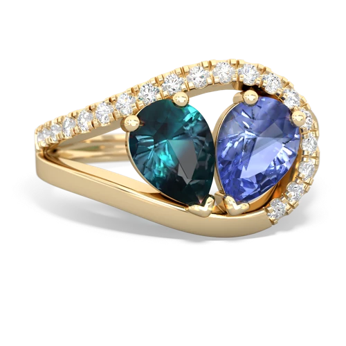 alexandrite-tanzanite pave heart ring