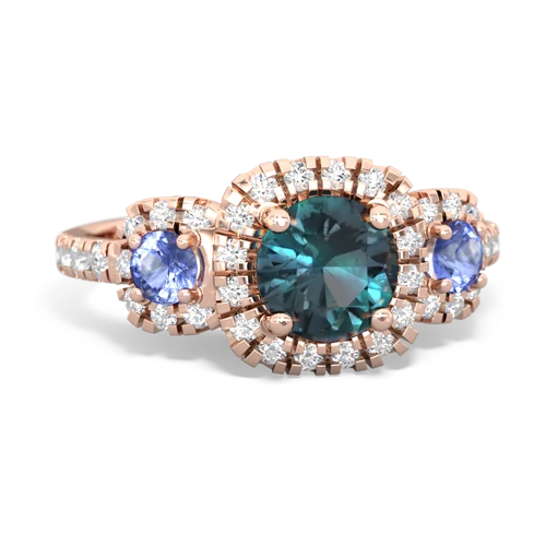 Lab Created Alexandrite with Genuine Tanzanite and Genuine Ruby Regal Halo ring