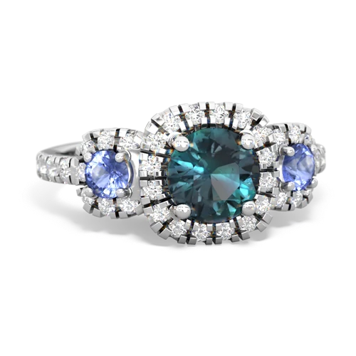 alexandrite-tanzanite three stone regal ring