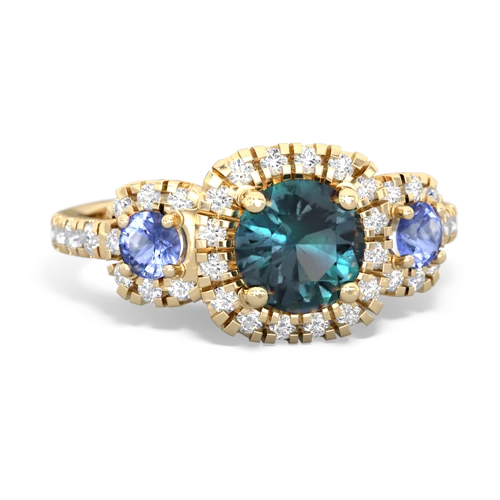 alexandrite-tanzanite three stone regal ring