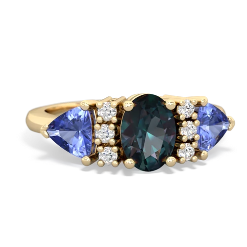 Lab Alexandrite Lab Created Alexandrite with Genuine Tanzanite and  Antique Style Three Stone ring Ring