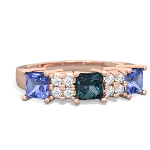 Lab Alexandrite Lab Created Alexandrite with Genuine Tanzanite and Lab Created Alexandrite Three Stone ring Ring