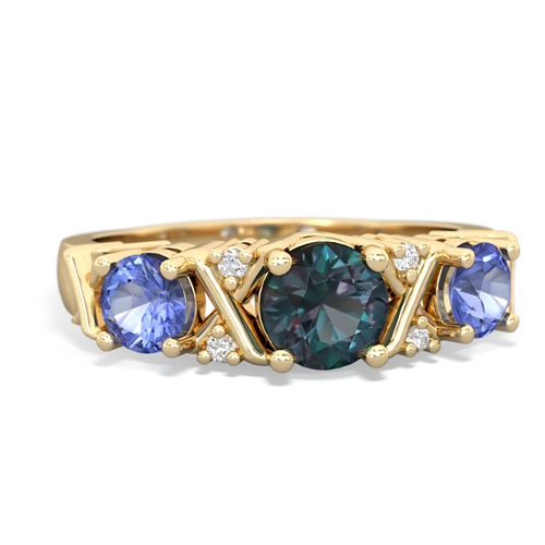 Lab Alexandrite Lab Created Alexandrite with Genuine Tanzanite and Lab Created Ruby Hugs and Kisses ring Ring