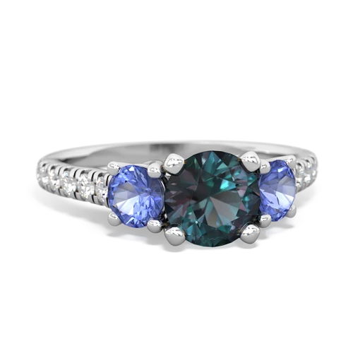 Lab Alexandrite Lab Created Alexandrite with Genuine Tanzanite and  Pave Trellis ring Ring
