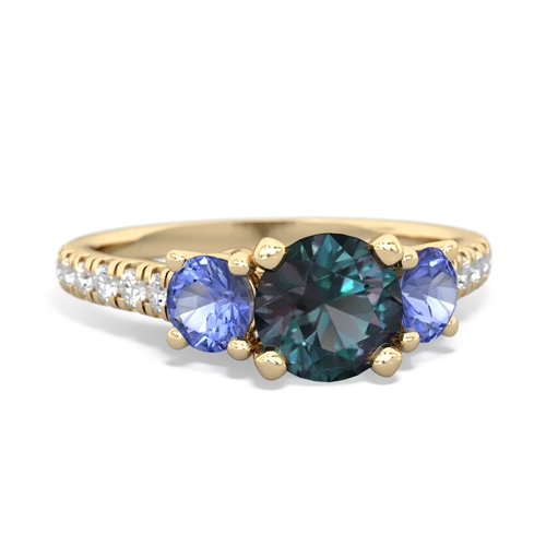 Lab Alexandrite Lab Created Alexandrite with Genuine Tanzanite and  Pave Trellis ring Ring