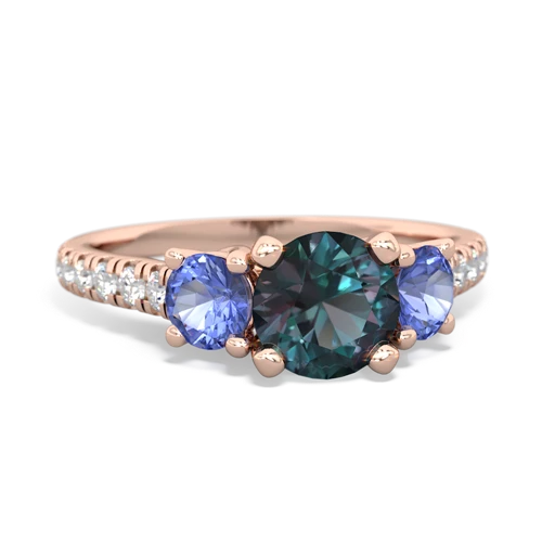 alexandrite-tanzanite trellis pave ring