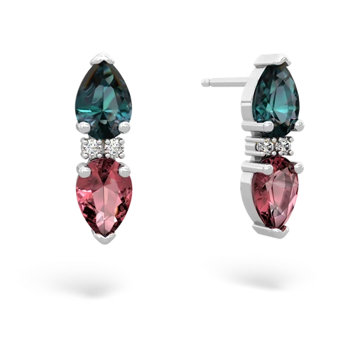 alexandrite-tourmaline bowtie earrings
