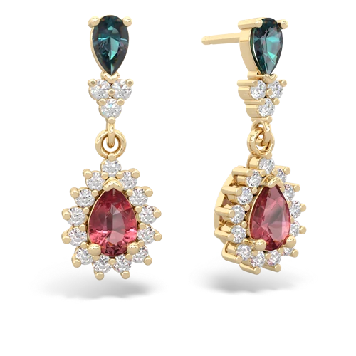 alexandrite-tourmaline dangle earrings
