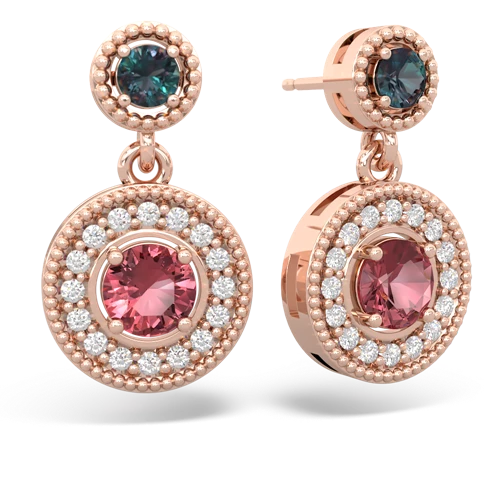Lab Alexandrite Lab Created Alexandrite with Genuine Pink Tourmaline Halo Dangle earrings Earrings